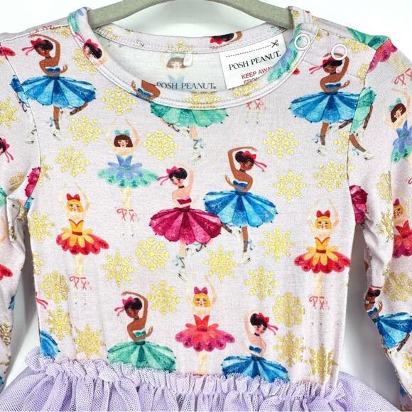 Posh Peanut Adalyn Tulle Tutu Bodysuit Dress 6-12 Months Ballerina - Picture 3 of 7